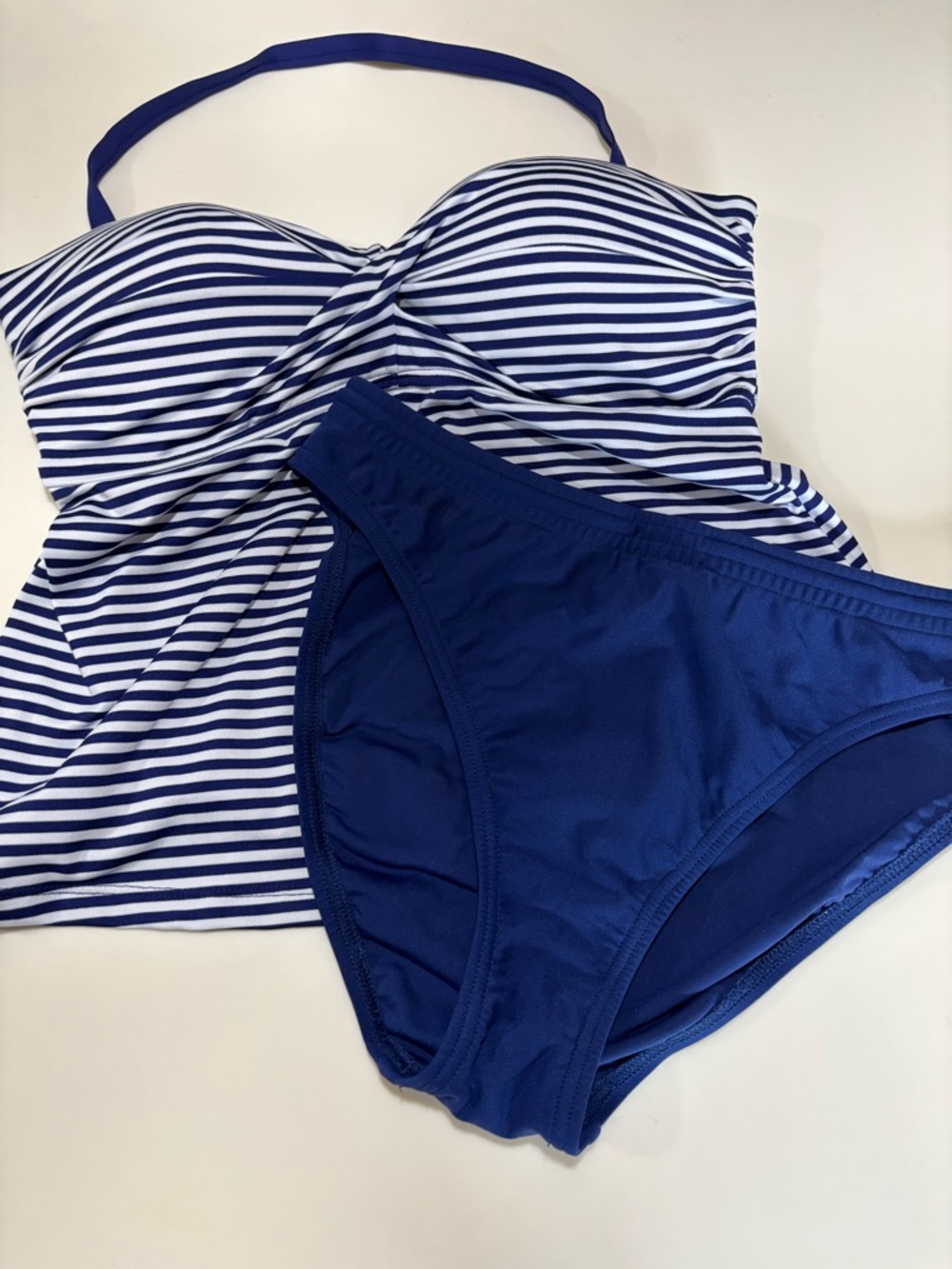 Mossimo Supply Co. Navy and White Striped Swim Top